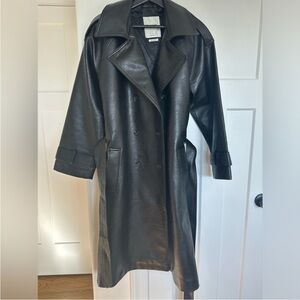Abercrombie & Fitch Black Leather Trench Coat
